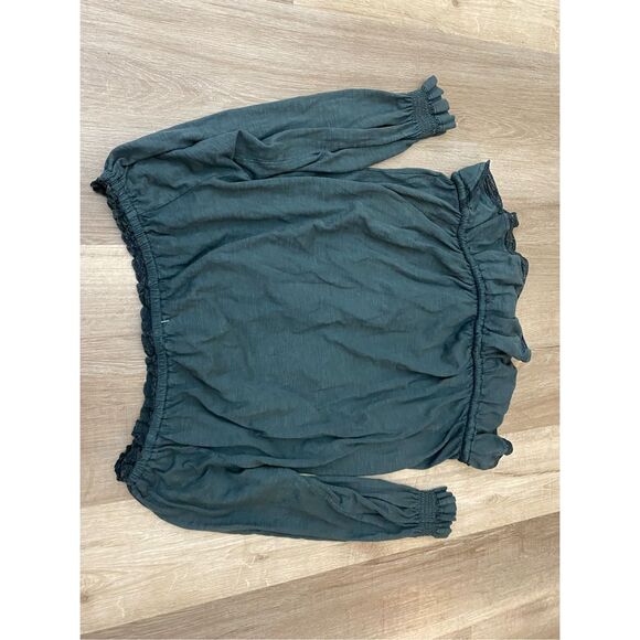 William Rast Green Off-the-Shoulders Lace Tye Blouse, Size Small, MSRP $90 - Picture 10 of 11